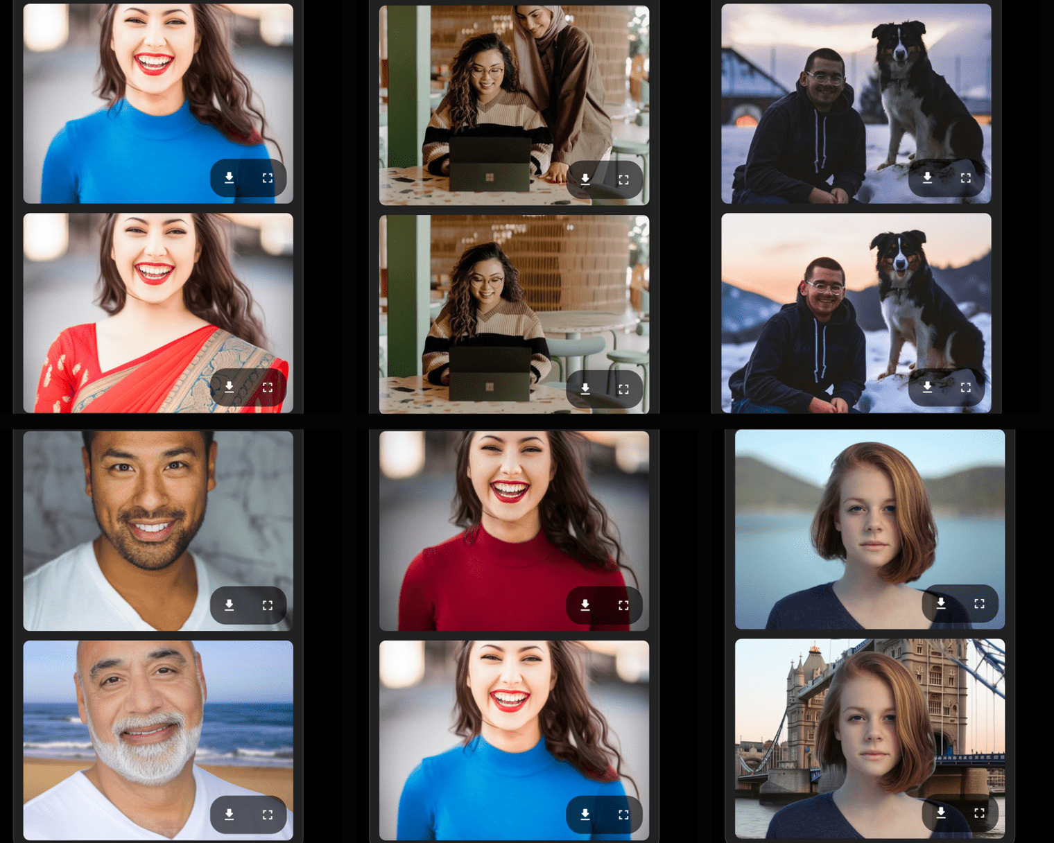 Pixfuze AI Photo Editor App Interface showing outfit changes